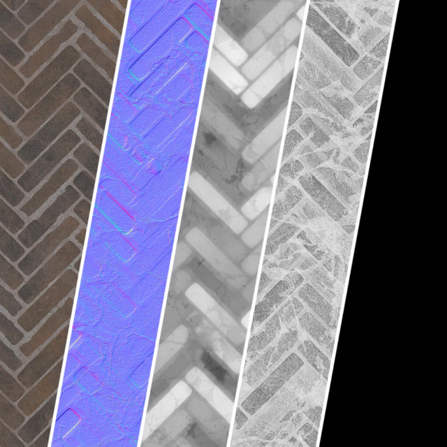 Pavement Materials 46- HerringBone Stone Paving | Sbsar Pbr 4k Seamless — Descargar