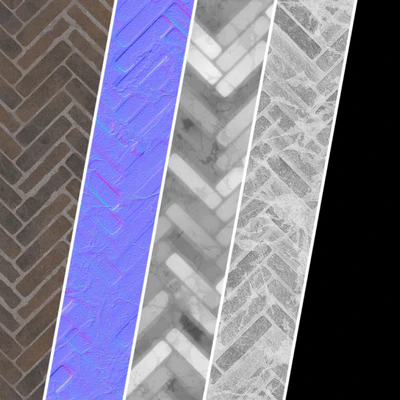 Pavement Materials 46- HerringBone Stone Paving | Sbsar Pbr 4k Seamless — Ver 2