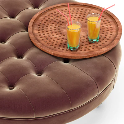 Elisa Modern Classic Round Ottoman — Ver 2
