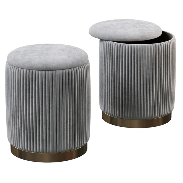 Channeled Grey Storage Ottomans - Set of 2 — Скачать