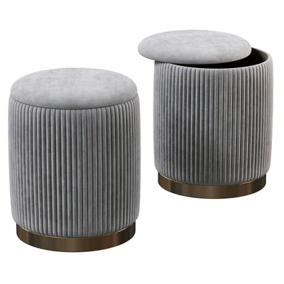 Channeled Grey Storage Ottomans - Set of 2 — Вид 2