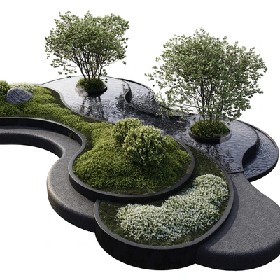 Landscaping Figure with Plants Waterfalls and Fish — Вид 4