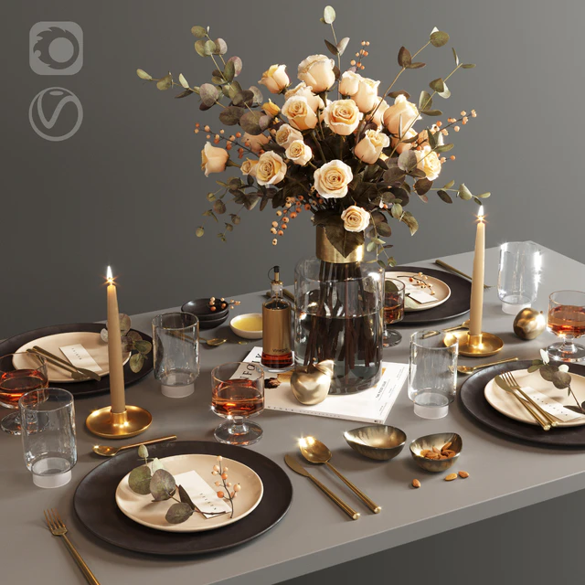 Table setting with roses — Descargar