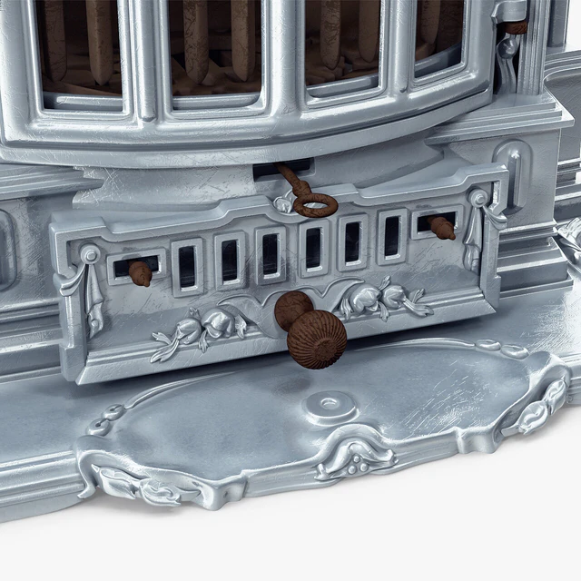 Antique Fireplace Lent Moyen Vif Salamandre — Descargar