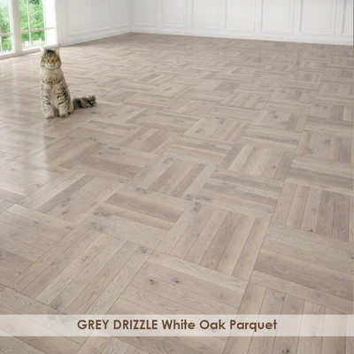 GREY DRIZZLE White Oak Parquet — Ver 2