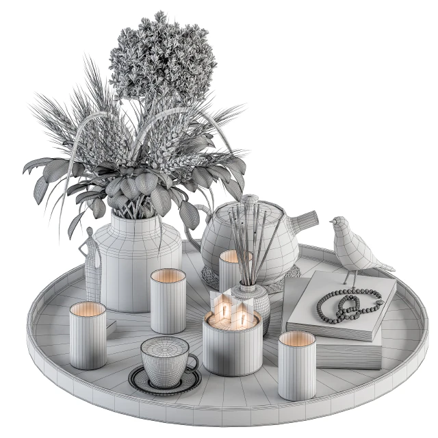 Wood and Pink Decorative Set with Wheat - Set 94 — Descargar
