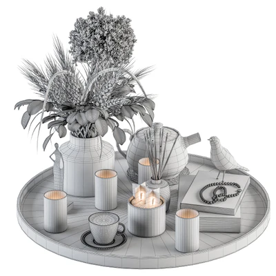 Wood and Pink Decorative Set with Wheat - Set 94 — Ver 3