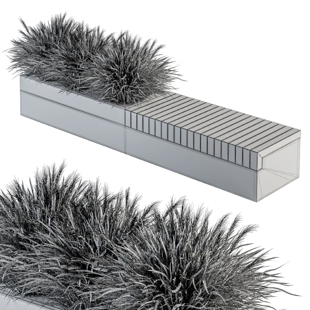 Urban Furniture / Architecture Bench with Plants- Set 12 — Descargar