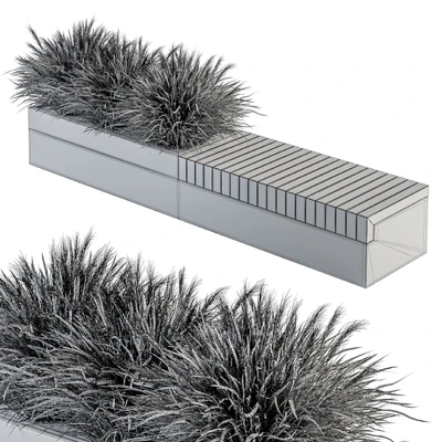 Urban Furniture / Architecture Bench with Plants- Set 12 — Ver 2