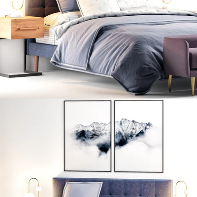 Westelm Grid-Tufted Upholstered Tapered Leg Bed — Вид 2