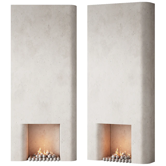 292 fireplace area decorative wall 10 tall chimney travertine stone 00 — Скачать