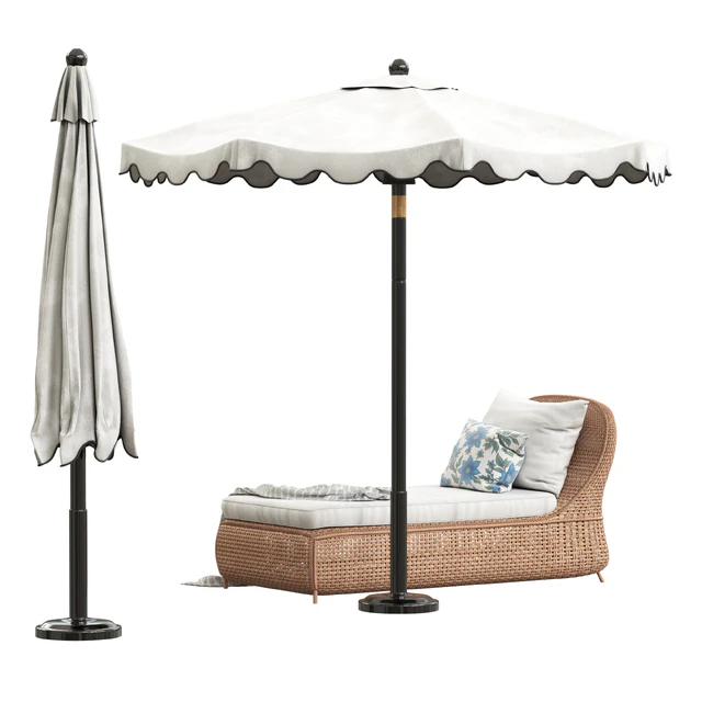 Scalloped umbrella and westport chaise — Скачать