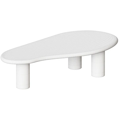 Beige Organic-Shaped Coffee Table — View 4