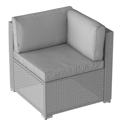 Black corner chair (wicker outdoor furniture) 02 — Ver 2