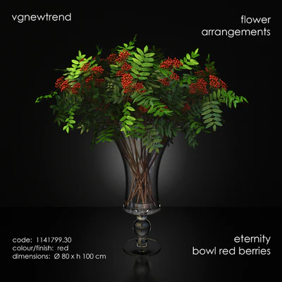 Rowan Bouquet in a vase, eternity bowl red berries — Ver 1