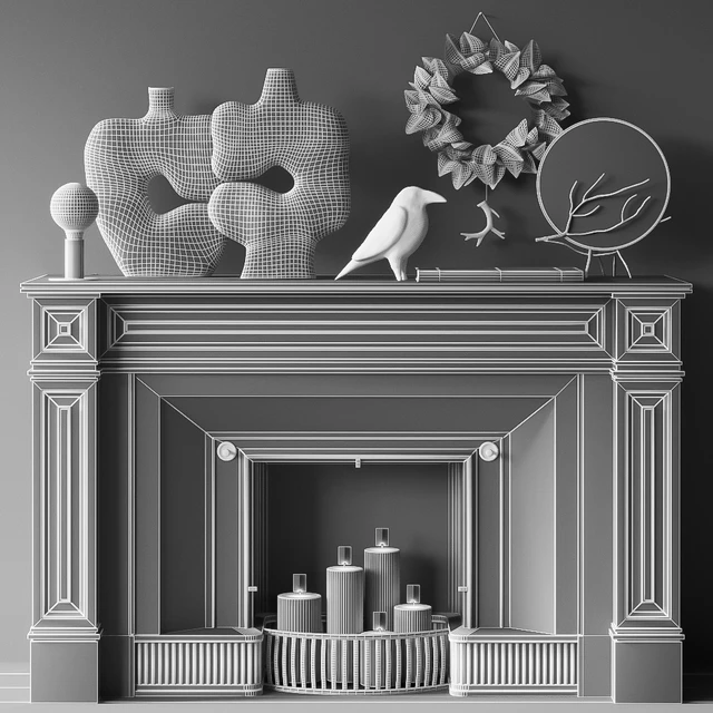 Decorative set with fireplace — Скачать
