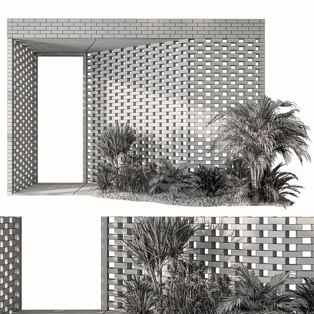 Outdoor Entrance Parametric Brick Wall - Architecture Element 53 — Descargar