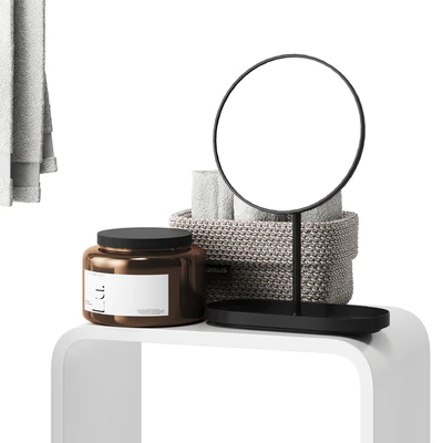 Bathroom decor with a set of different cosmetic products — Ver 4