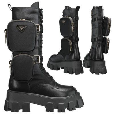 PRADA Brushed rois leather and nylon Monolith boots — Ver 3
