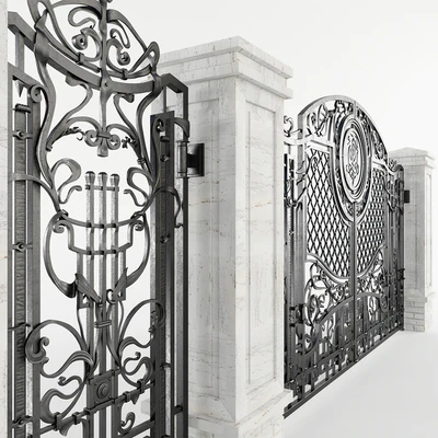 Forged gate with a gate and pillars — Ver 2