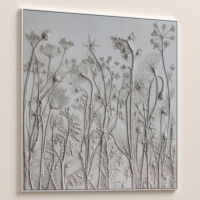 Textural Plaster Wildflowers Boho Wall Art C-508 — Descargar