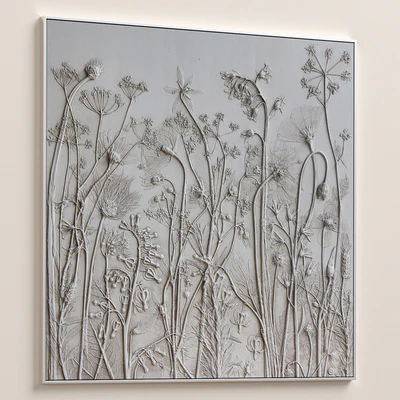 Textural Plaster Wildflowers Boho Wall Art C-508 — Ver 2