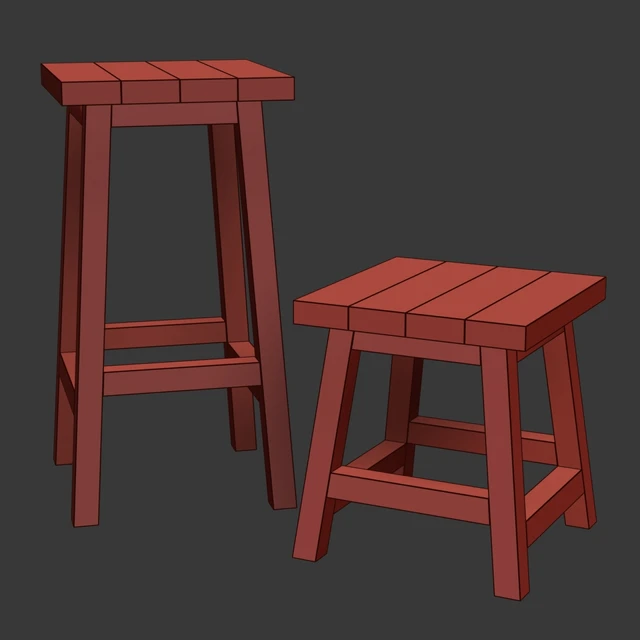 Деревянный барный стул с табуреткой / Wooden Bar stool — Скачать
