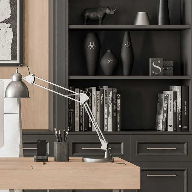 Home Office Desk and Library Gray Set - Office Furniture 279 — Скачать