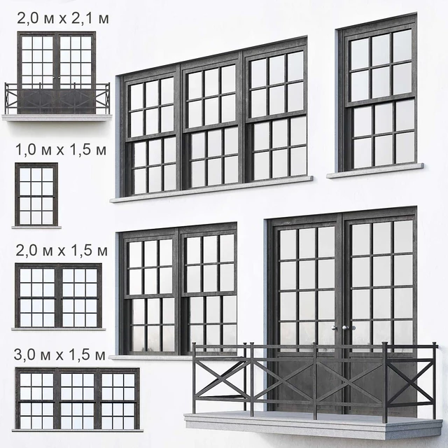 Black loft windows — Скачать