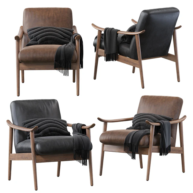 Mid-Century Vegan Leather Show Wood Chair — Descargar