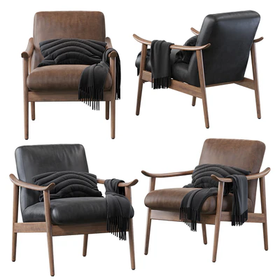 Mid-Century Vegan Leather Show Wood Chair — Ver 2
