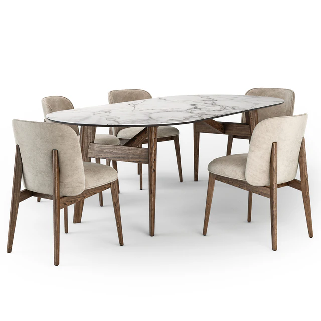 Calligaris Abrey elliptical table wood chair — Descargar
