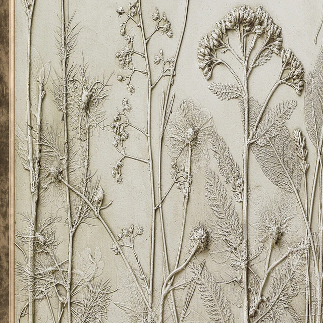 Textural Plaster Wildflowers Boho Wall Art C-507 — Descargar