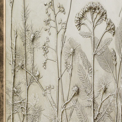 Textural Plaster Wildflowers Boho Wall Art C-507 — Ver 2