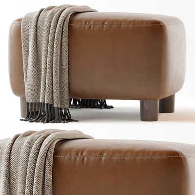 Teddy Leather Club Ottoman - Sesame — Ver 3