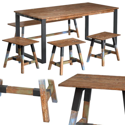 Dining table with teak array Look 180 — Ver 1