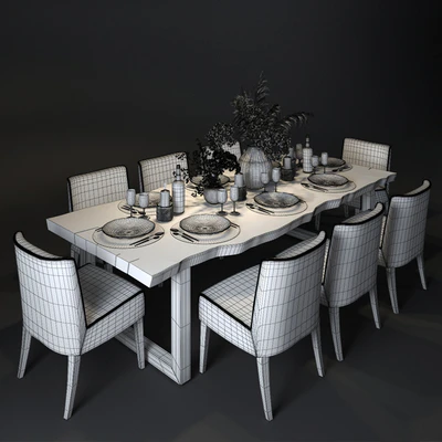 Table with slabs with Pottery Barn chairs and Crate and Barrel — Ver 2