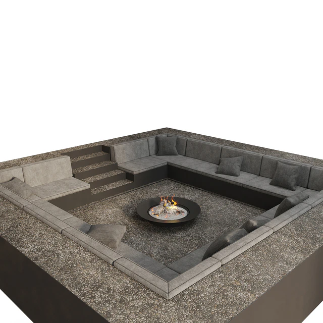 Зона отдыха с диванами и камином — Скачать