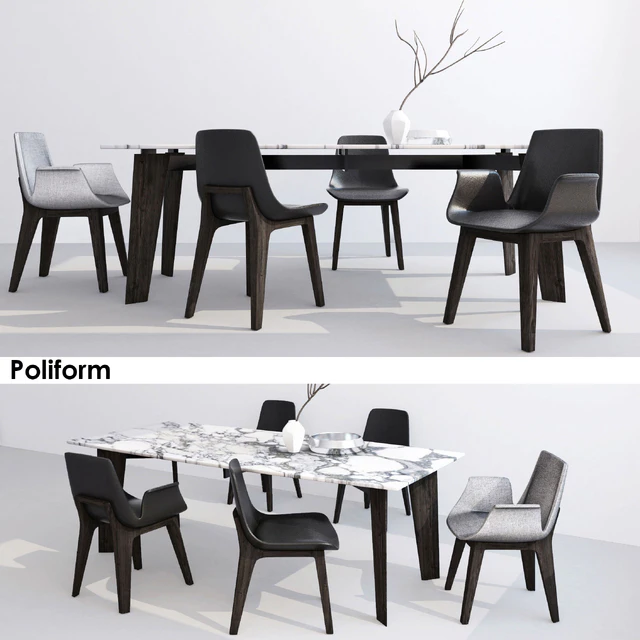 Poliform table HOWARD, chairs VENTURA s16, s17 — Descargar