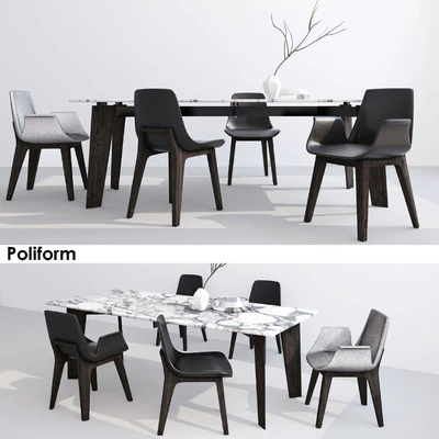 Poliform table HOWARD, chairs VENTURA s16, s17 — Ver 1