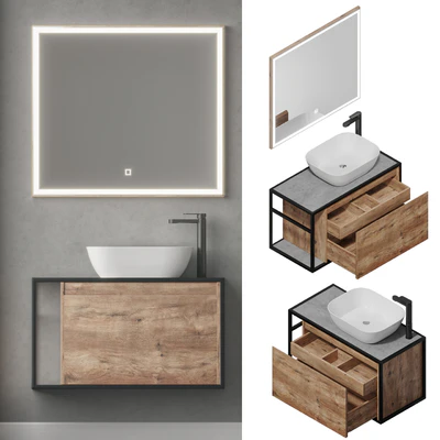 Nova Lite Loft 90 R / L white / rochelier / rustic oak (1 drawer) — Ver 2