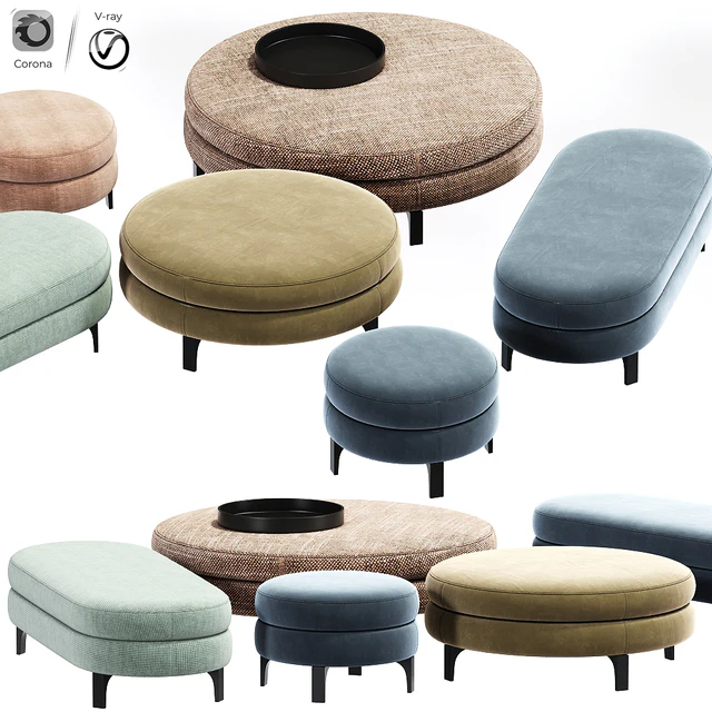 Minotti Denny Pouf Set — Скачать