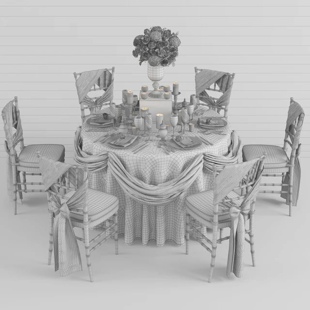 Свадебный стол на 6 персон 2 Vray — Скачать