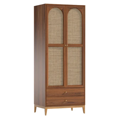 Vintage Cocoa Ash Wood Unfixed Wardrobe Closet — Вид 1