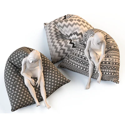 Triangular chair cushions with mannequins — Ver 1