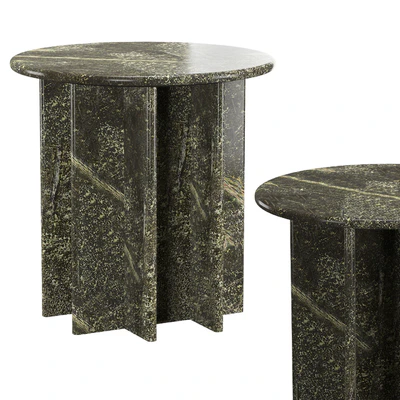 PASAR ROUND GREEN MARBLE SIDE TABLE — Ver 1