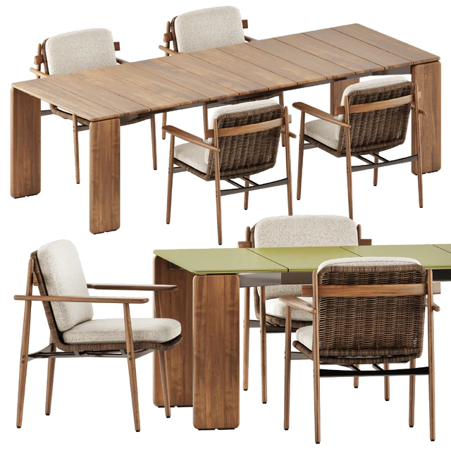 Trio Outdoor Dining chair and Drake Outdoor table by Minotti — Скачать
