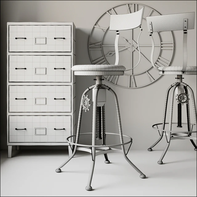 Industrial Clock House Stool — Descargar
