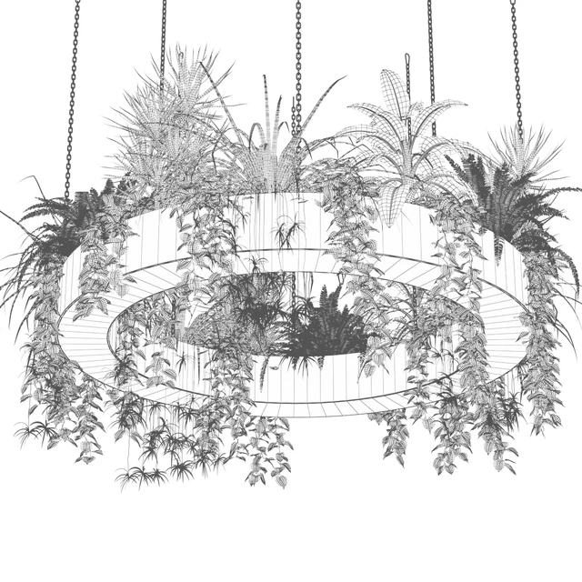 Ring lamp planter with plants — Descargar