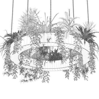 Ring lamp planter with plants — Ver 2